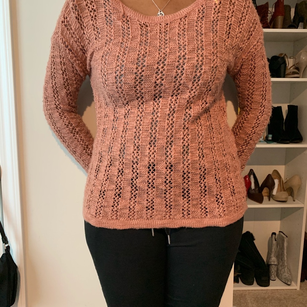 Pink Rose See-Through patterned sweater